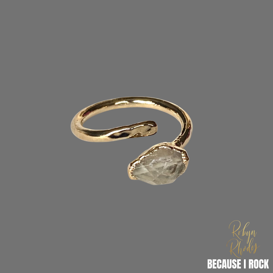 Single Stone Hammered Adjustable Ring