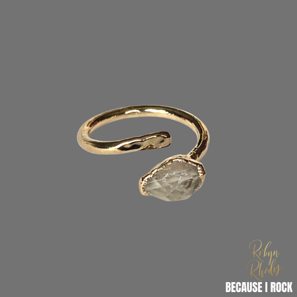 Single Stone Hammered Adjustable Ring