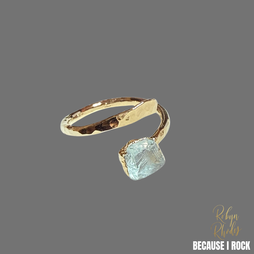 Single Stone Hammered Adjustable Ring