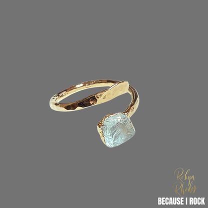 Single Stone Hammered Adjustable Ring