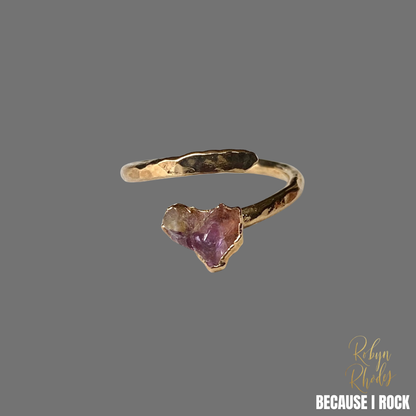 Single Stone Hammered Adjustable Ring