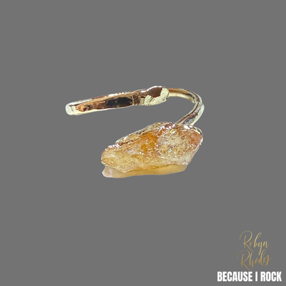 Single Stone Hammered Adjustable Ring
