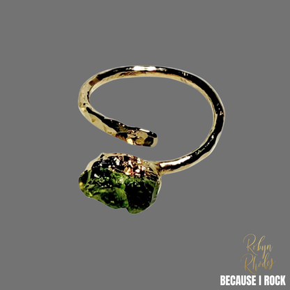 Single Stone Hammered Adjustable Ring